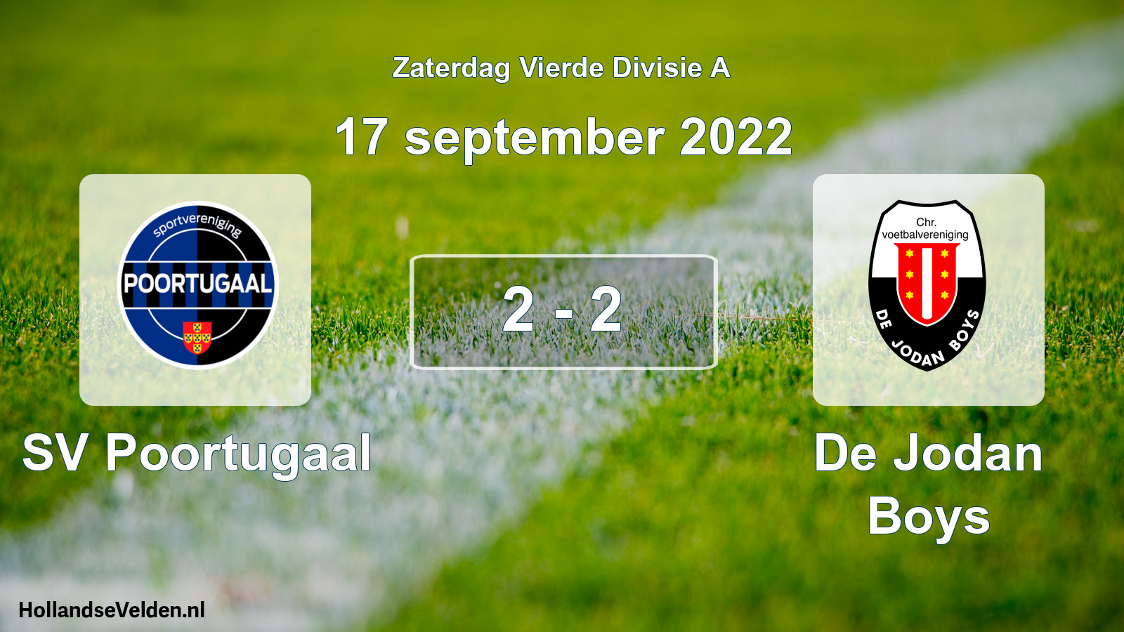 Gespeelde wedstrijd: SV Poortugaal - De Jodan Boys 2 - 2 (17 september 2022)