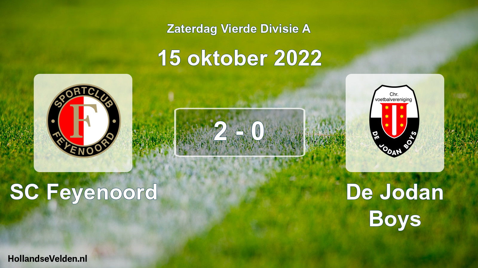 Gespeelde wedstrijd: SC Feyenoord - De Jodan Boys 2 - 0 (15 oktober 2022)