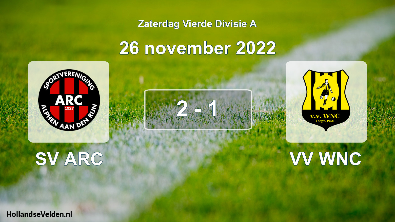 Gespeelde wedstrijd: SV ARC - VV WNC 2 - 1 (26 november 2022)