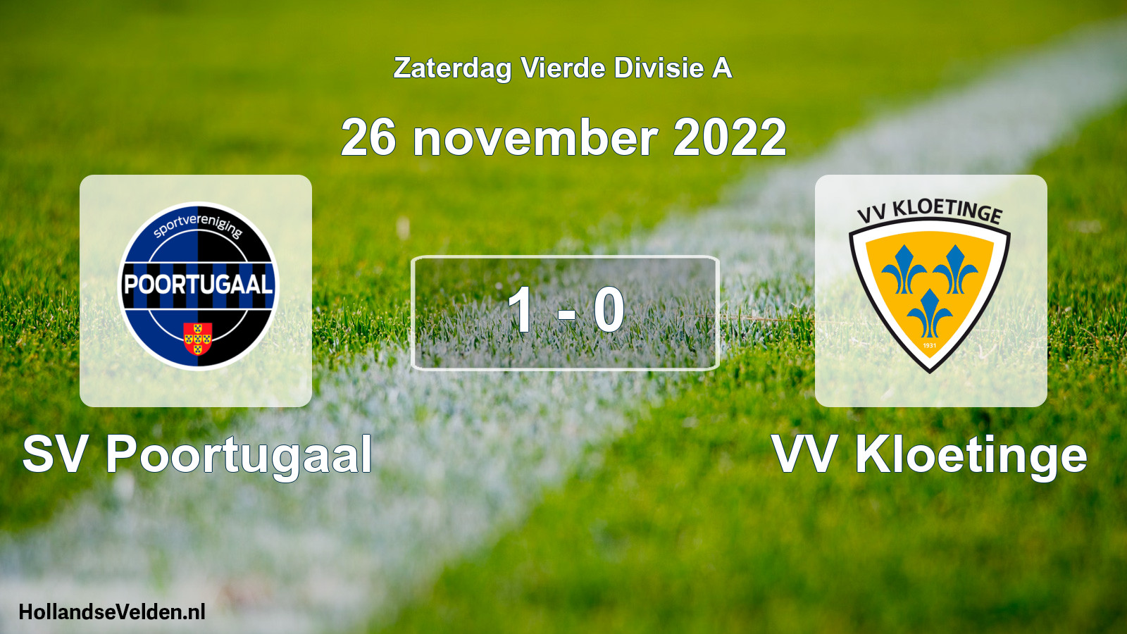 Gespeelde wedstrijd: SV Poortugaal - VV Kloetinge 1 - 0 (26 november 2022)