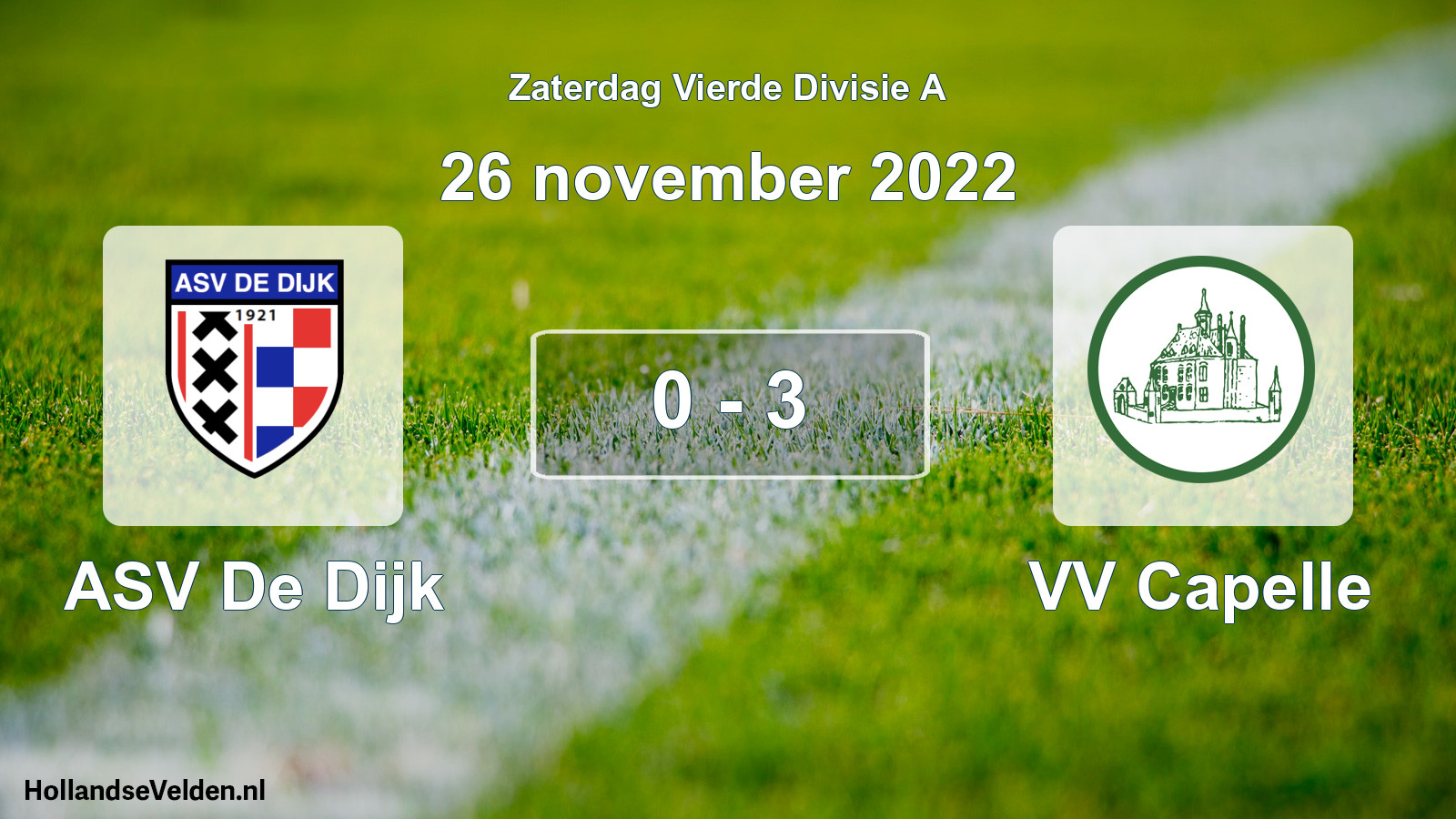 Gespeelde wedstrijd: ASV De Dijk - VV Capelle 0 - 3 (26 november 2022)