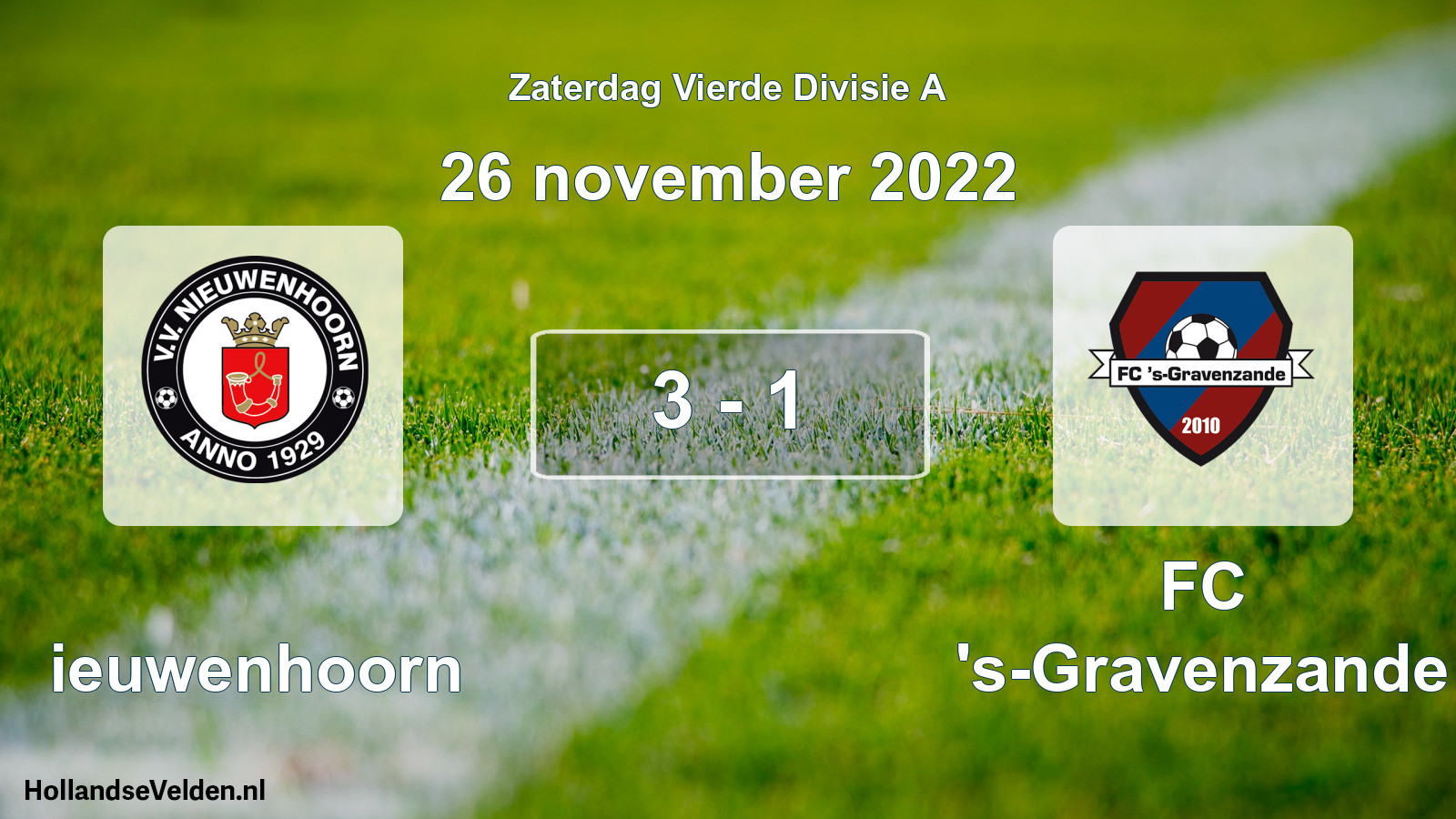 Gespeelde wedstrijd: Nieuwenhoorn - FC 's-Gravenzande 3 - 1 (26 november 2022)