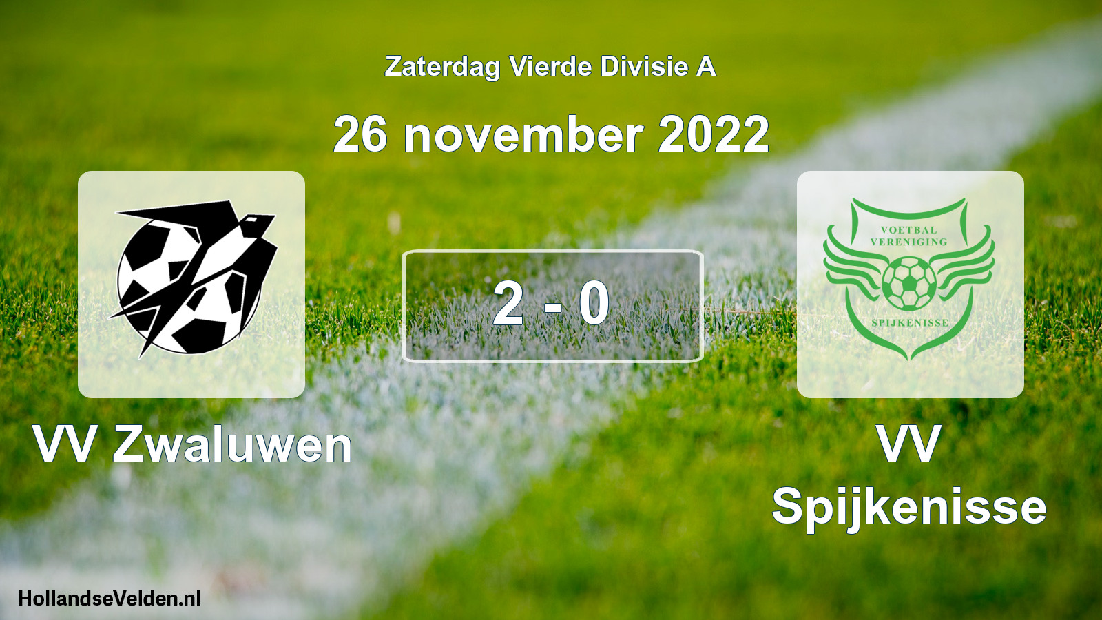 Gespeelde wedstrijd: VV Zwaluwen - VV Spijkenisse 2 - 0 (26 november 2022)