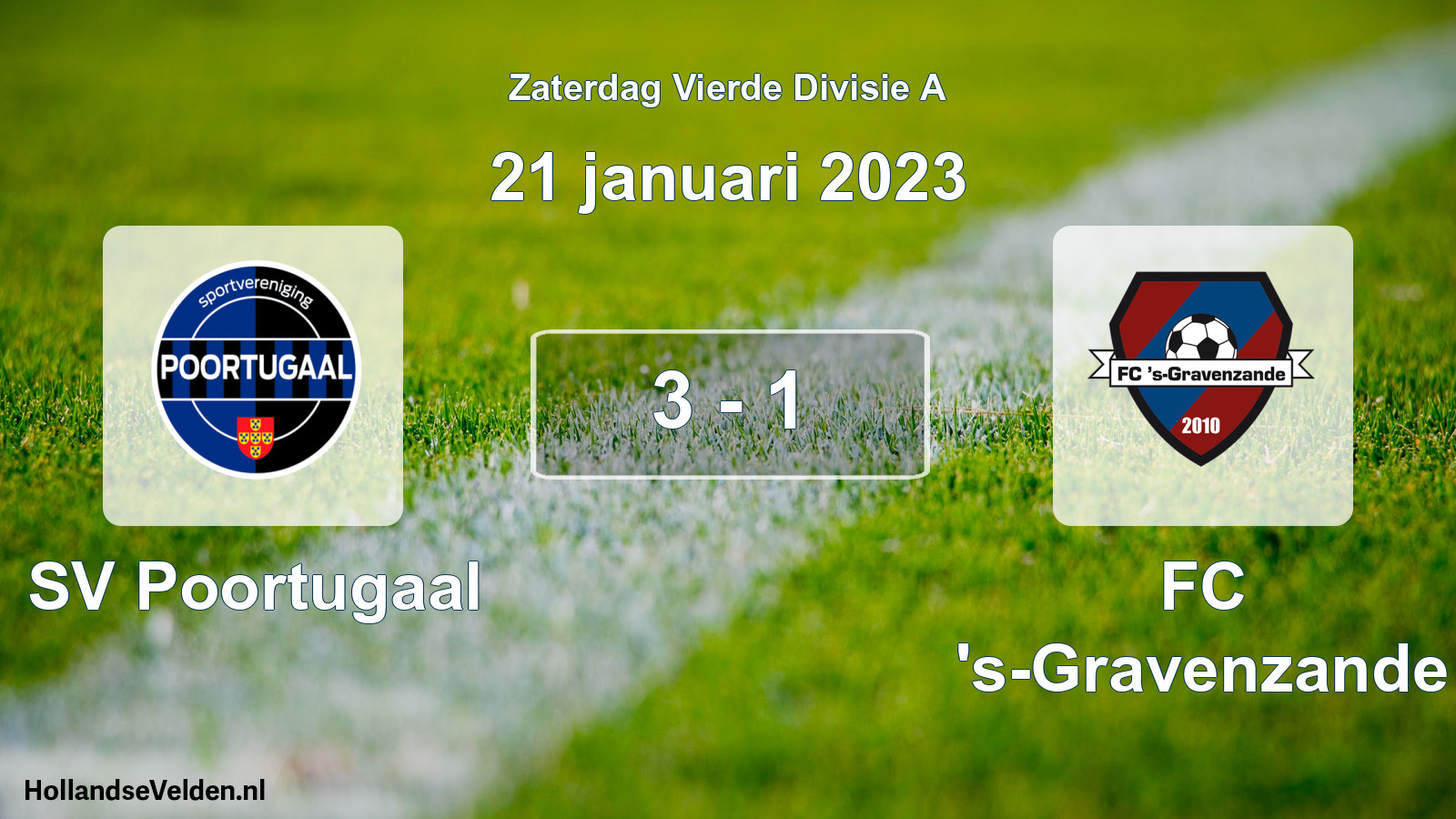 Gespeelde wedstrijd: SV Poortugaal - FC 's-Gravenzande 3 - 1 (21 januari 2023)