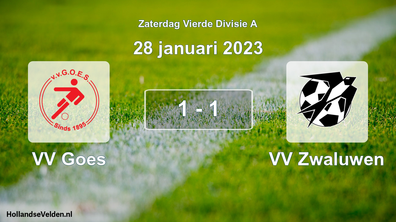 Gespeelde wedstrijd: VV Goes - VV Zwaluwen 1 - 1 (28 januari 2023)