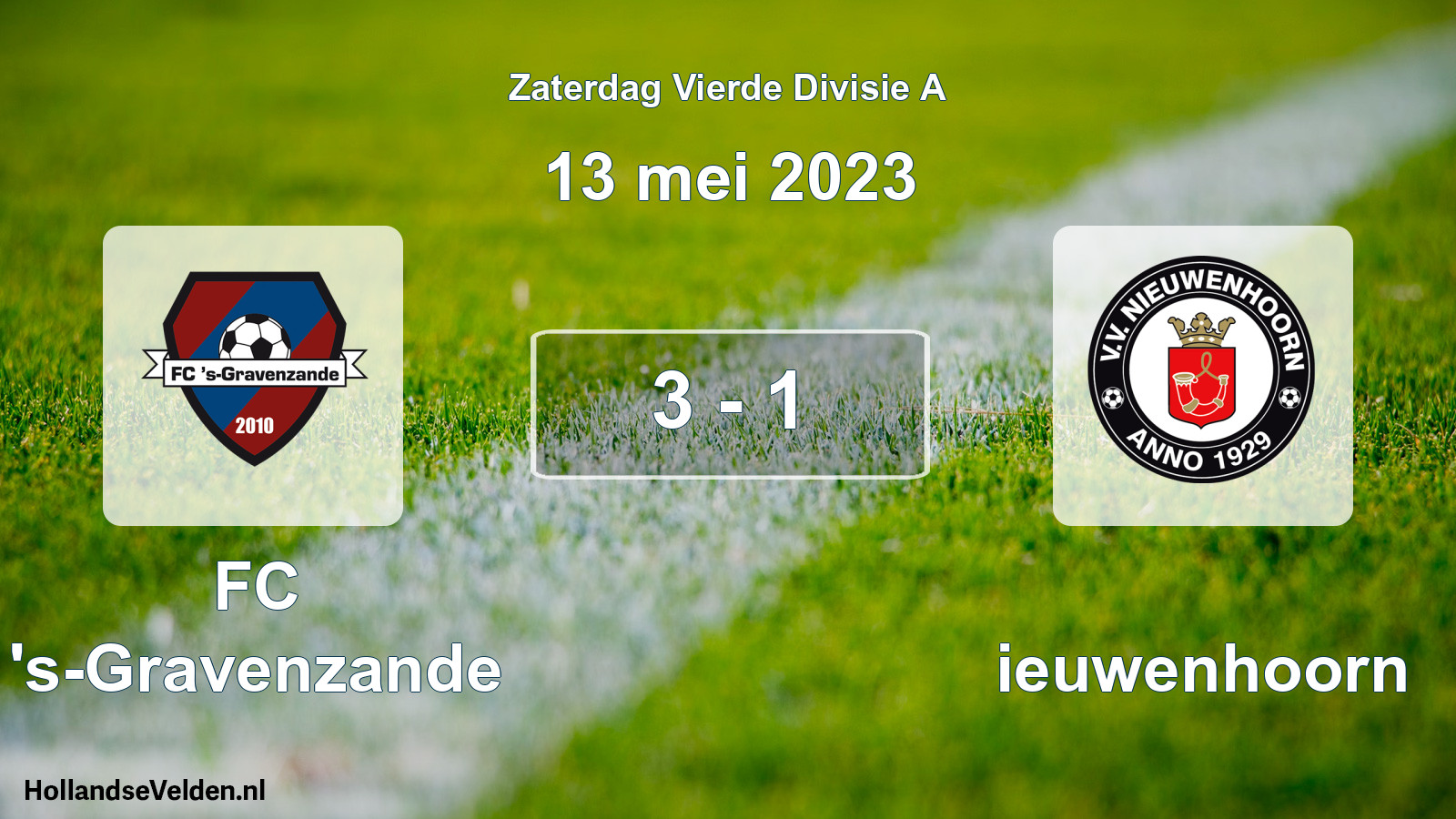 Gespeelde wedstrijd: FC 's-Gravenzande - Nieuwenhoorn 3 - 1 (13 mei 2023)