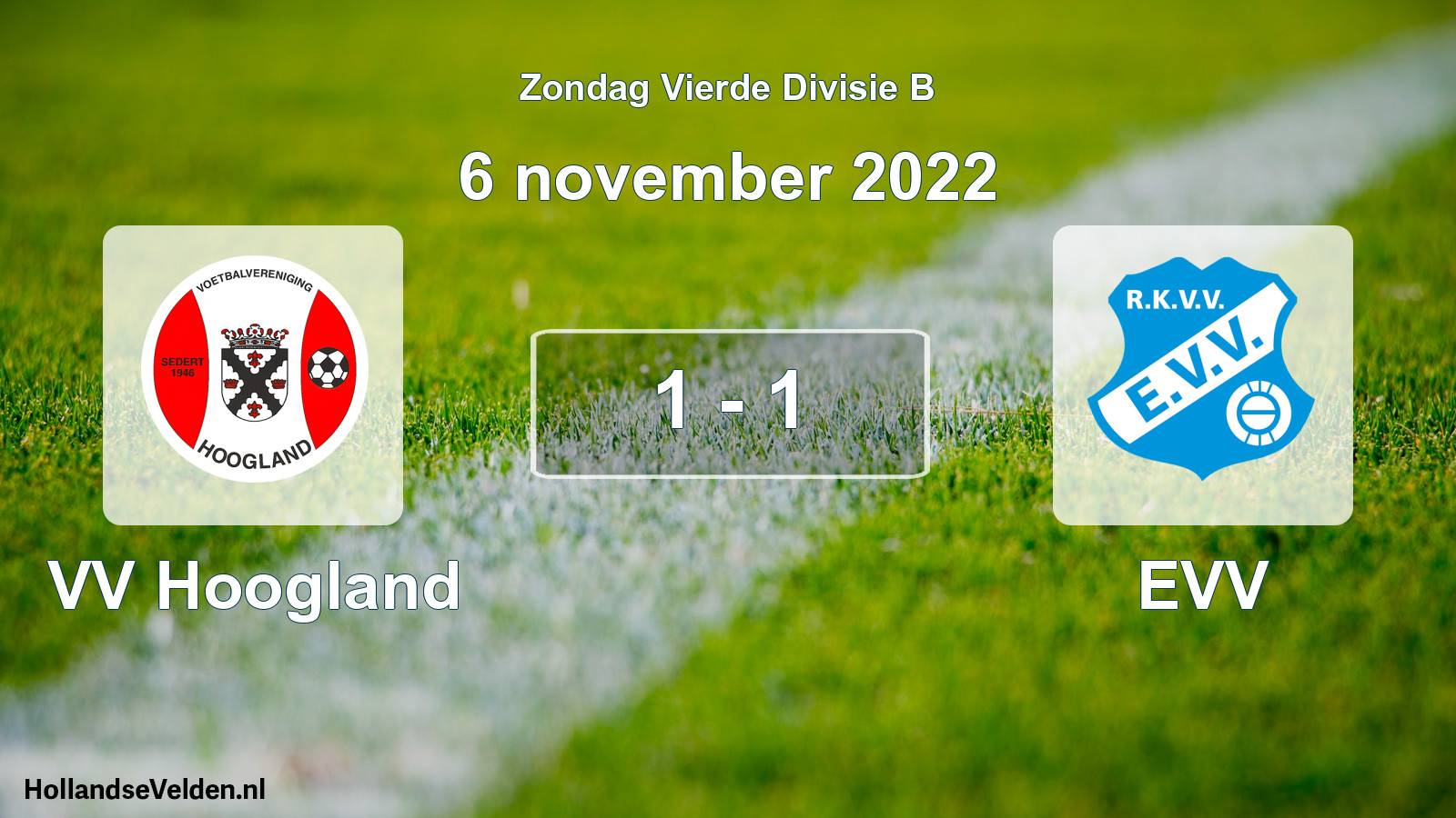 Gespeelde wedstrijd: VV Hoogland - EVV 1 - 1 (6 november 2022)
