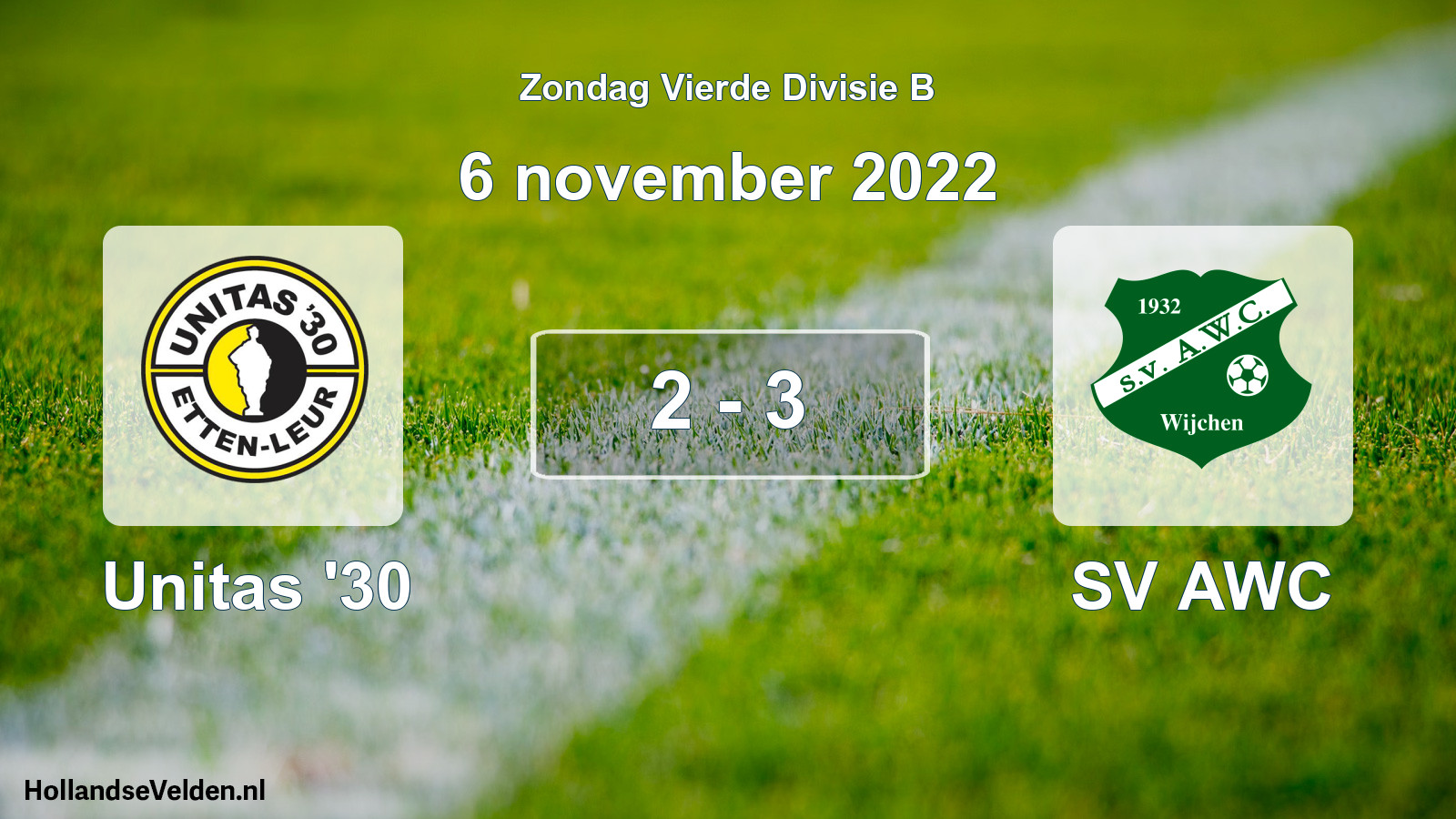 Gespeelde wedstrijd: Unitas '30 - SV AWC 2 - 3 (6 november 2022)