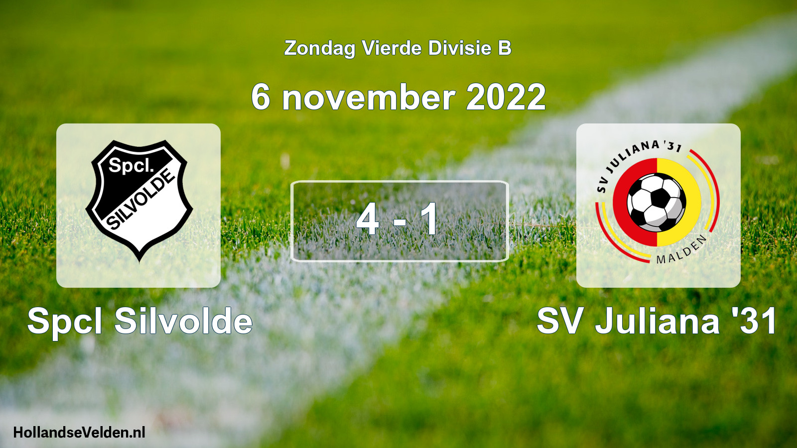 Gespeelde wedstrijd: Spcl Silvolde - SV Juliana '31 4 - 1 (6 november 2022)