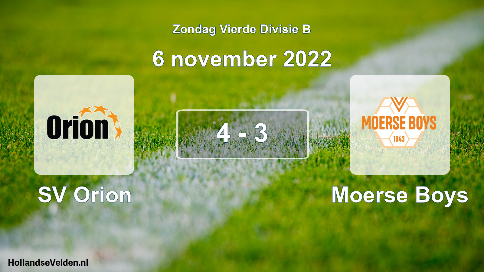 Gespeelde wedstrijd: SV Orion - Moerse Boys 4 - 3 (6 november 2022)