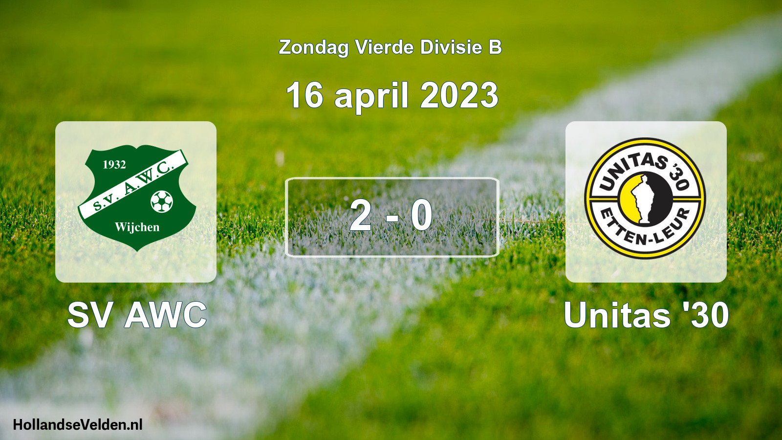 Gespeelde wedstrijd: SV AWC - Unitas '30 2 - 0 (16 april 2023)