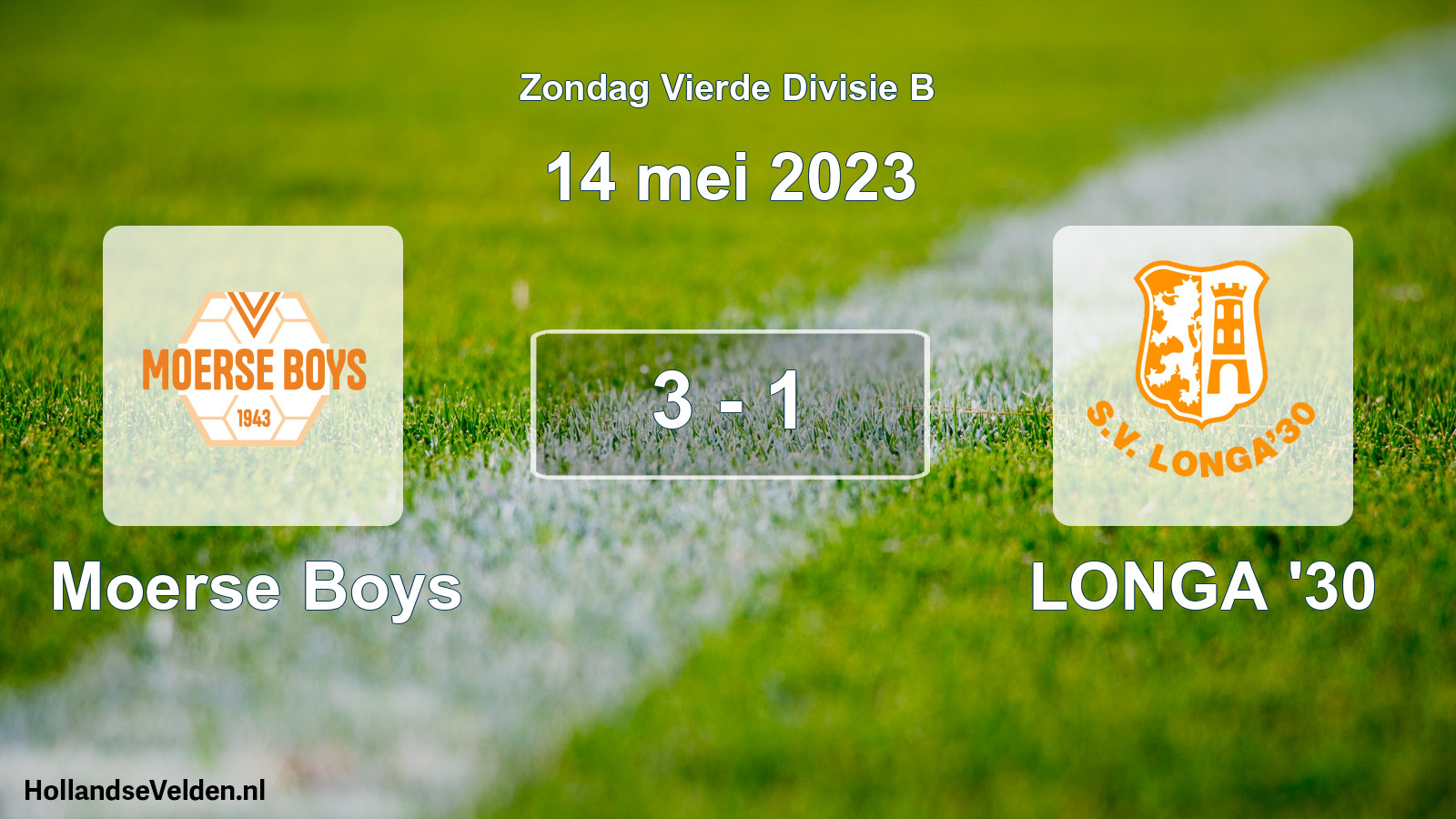 Gespeelde wedstrijd: Moerse Boys - LONGA '30 3 - 1 (14 mei 2023)