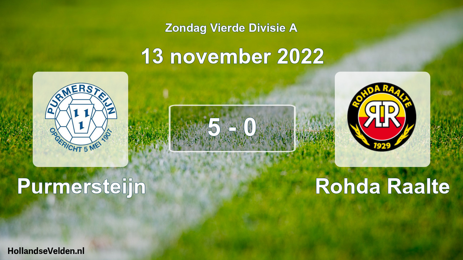 Gespeelde wedstrijd: Purmersteijn - Rohda Raalte 5 - 0 (13 november 2022)