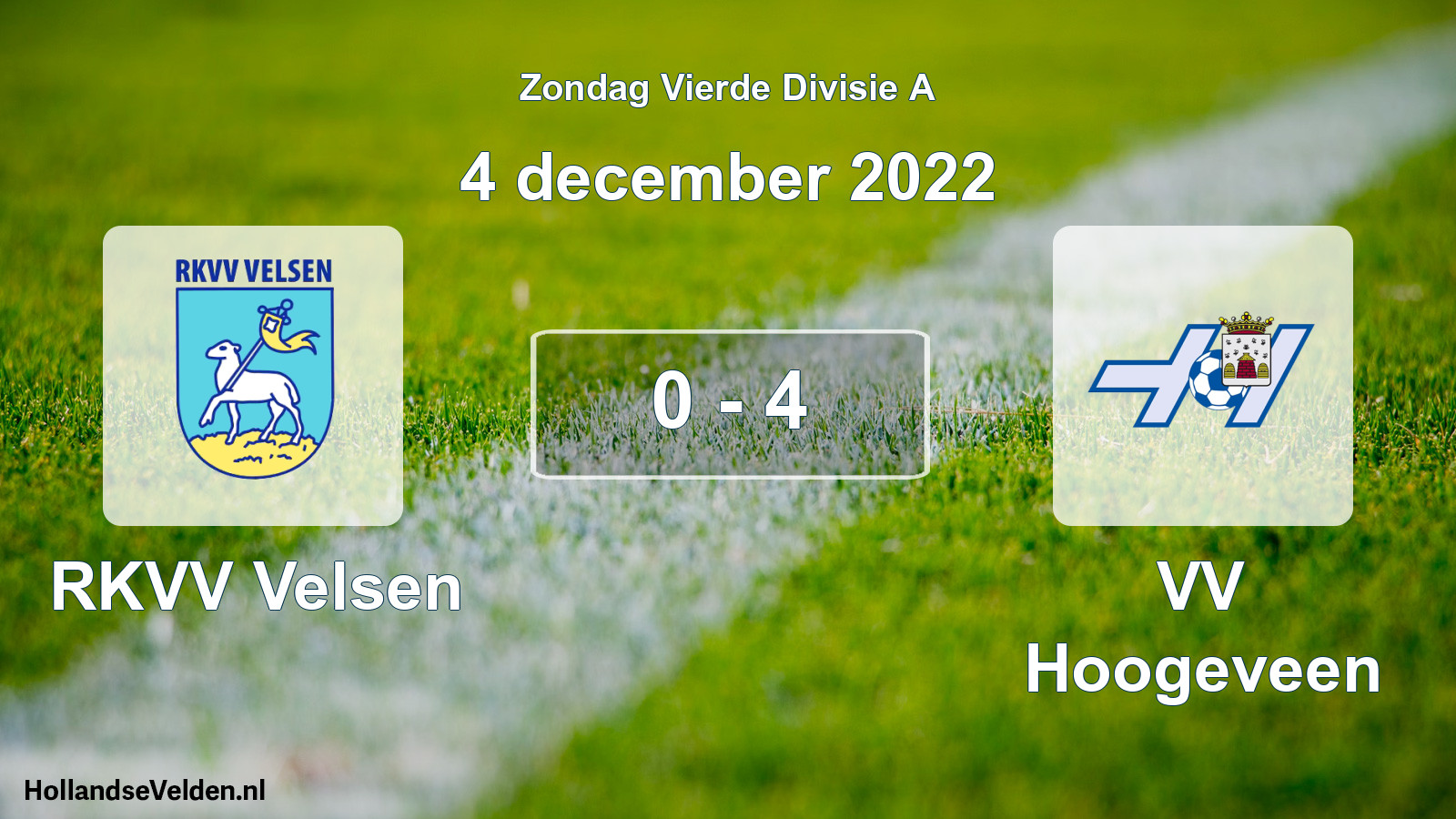 Gespeelde wedstrijd: RKVV Velsen - VV Hoogeveen 0 - 4 (4 december 2022)