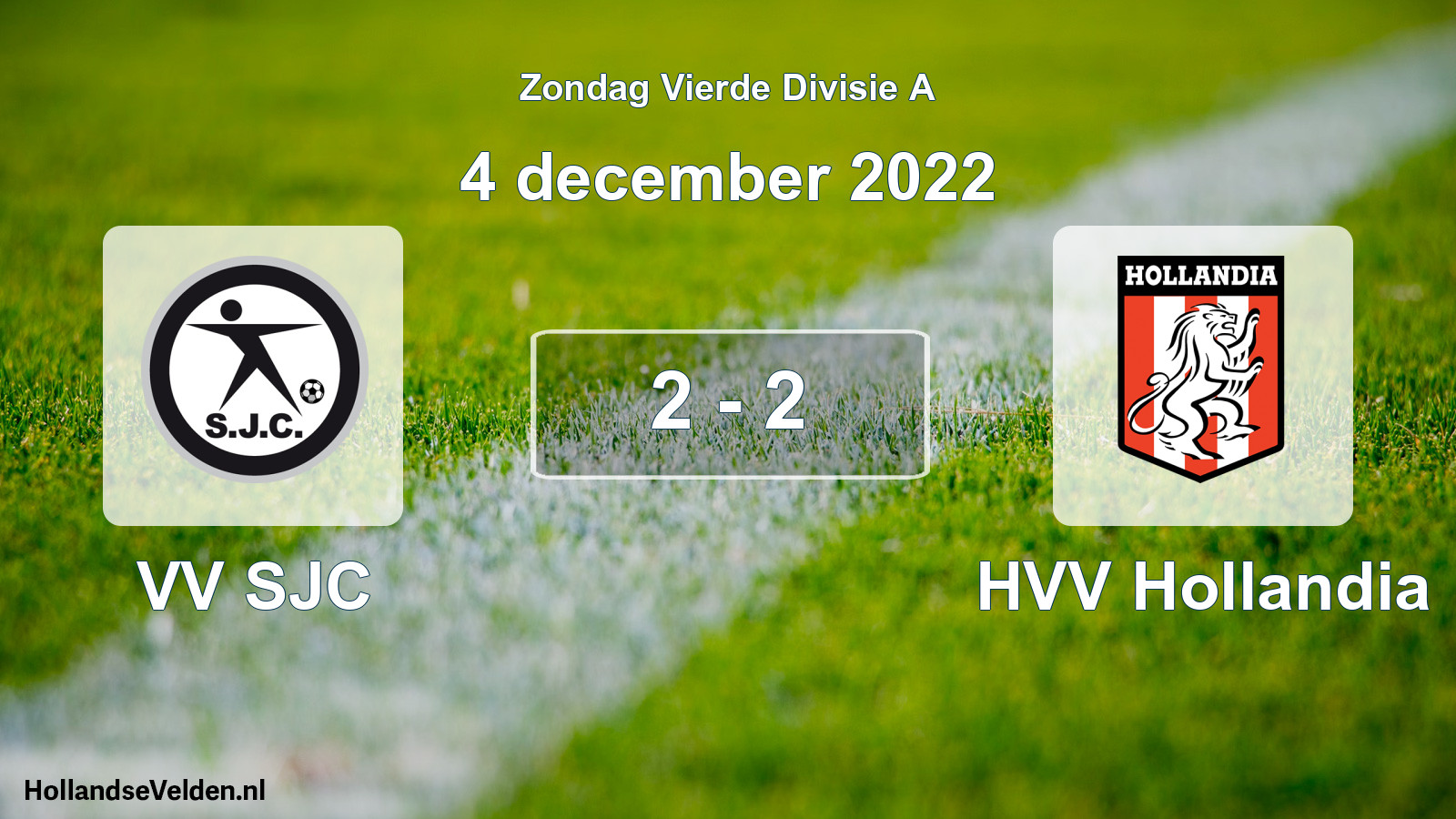 Gespeelde wedstrijd: VV SJC - HVV Hollandia 2 - 2 (4 december 2022)