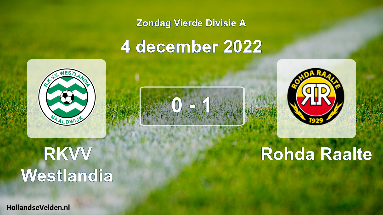 Gespeelde wedstrijd: RKVV Westlandia - Rohda Raalte 0 - 1 (4 december 2022)