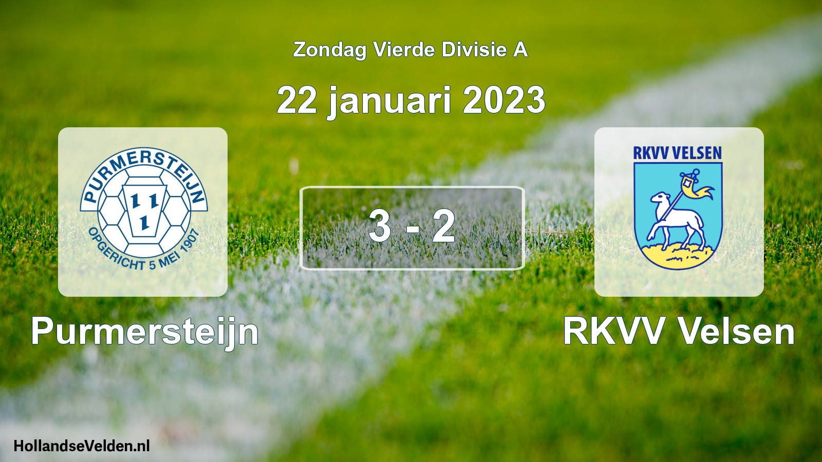 Gespeelde wedstrijd: Purmersteijn - RKVV Velsen 3 - 2 (22 januari 2023)