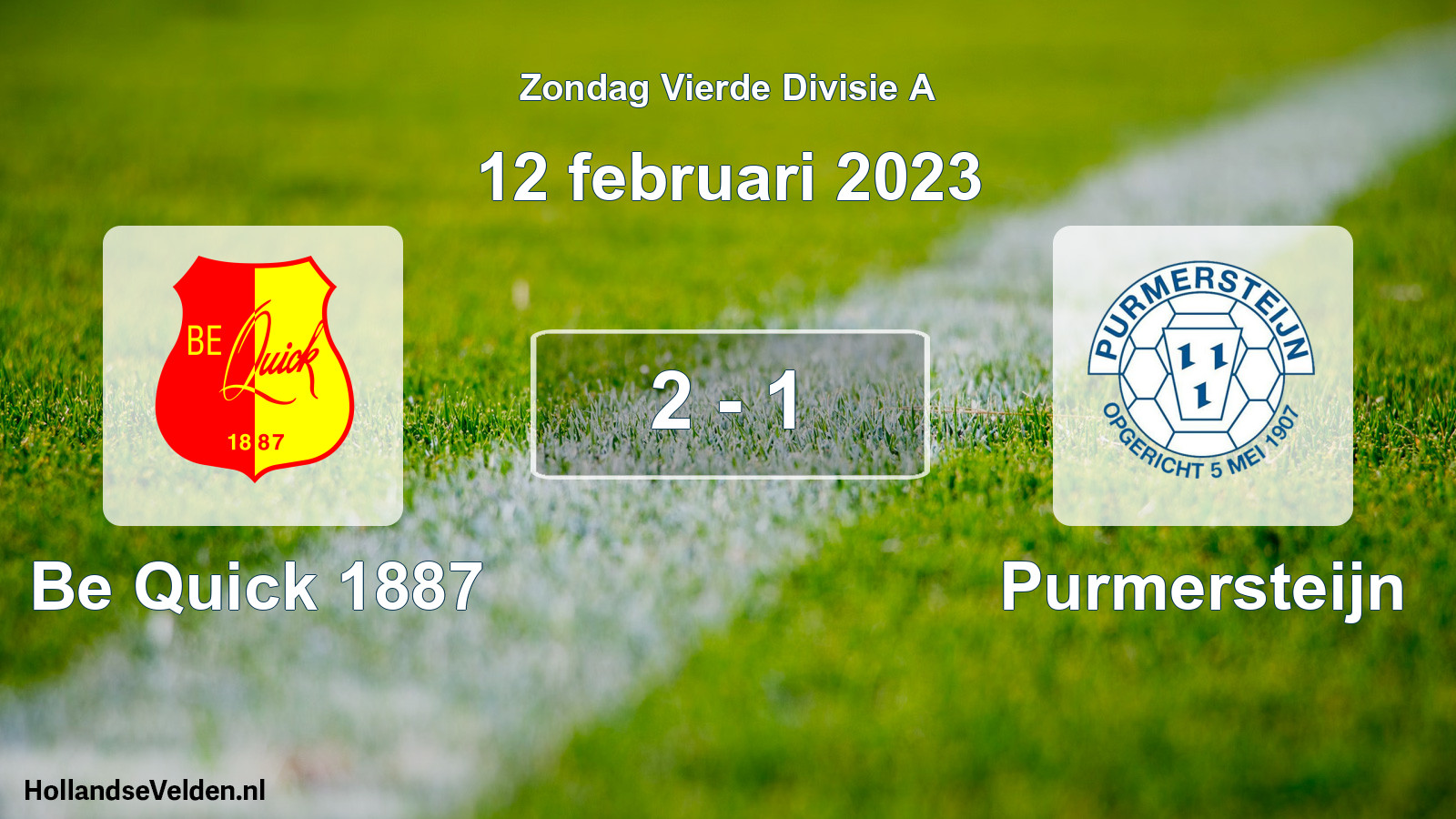 Gespeelde wedstrijd: Be Quick 1887 - Purmersteijn 2 - 1 (12 februari 2023)