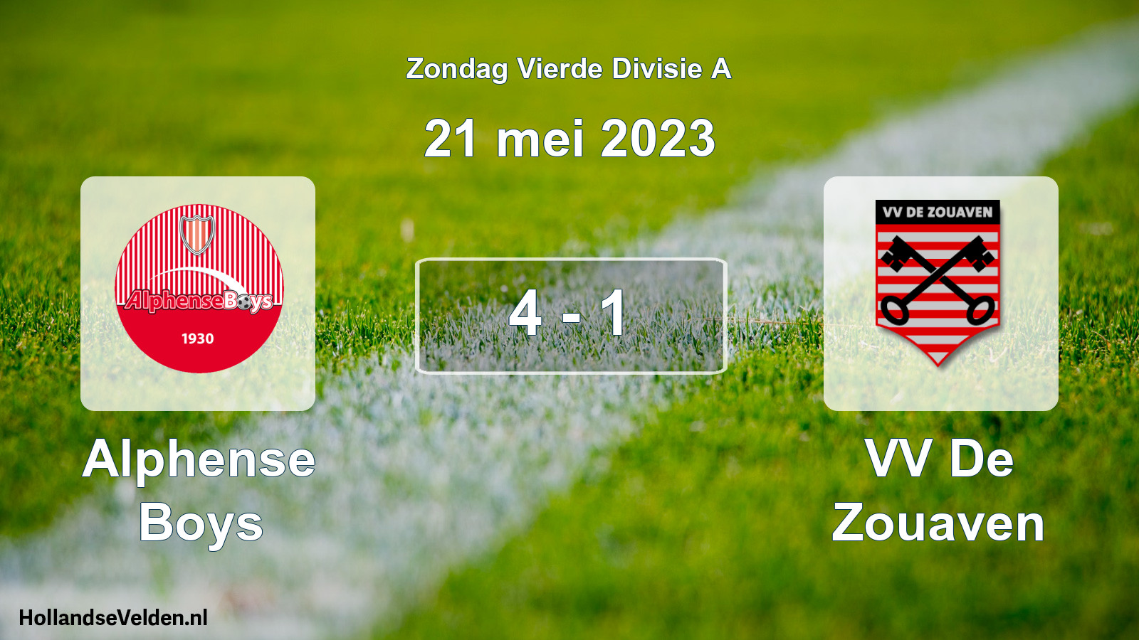 Gespeelde wedstrijd: Alphense Boys - VV De Zouaven 4 - 1 (21 mei 2023)