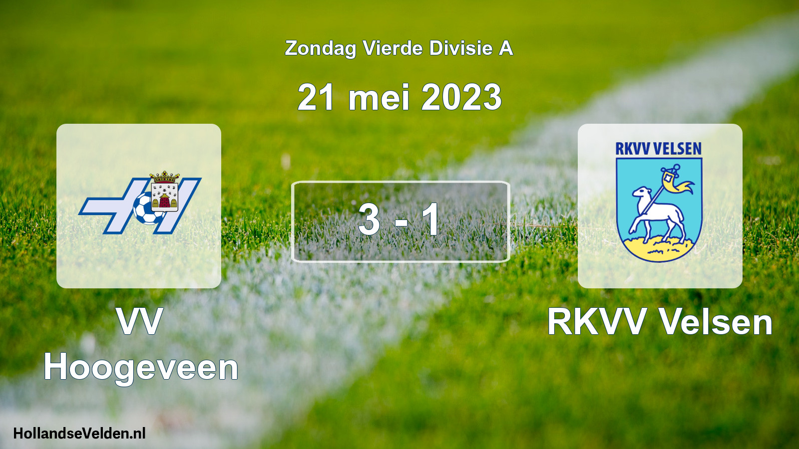 Gespeelde wedstrijd: VV Hoogeveen - RKVV Velsen 3 - 1 (21 mei 2023)