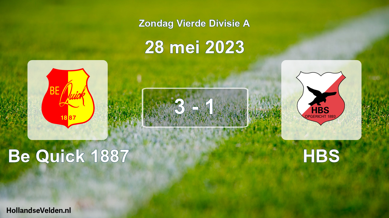 Gespeelde wedstrijd: Be Quick 1887 - HBS 3 - 1 (28 mei 2023)