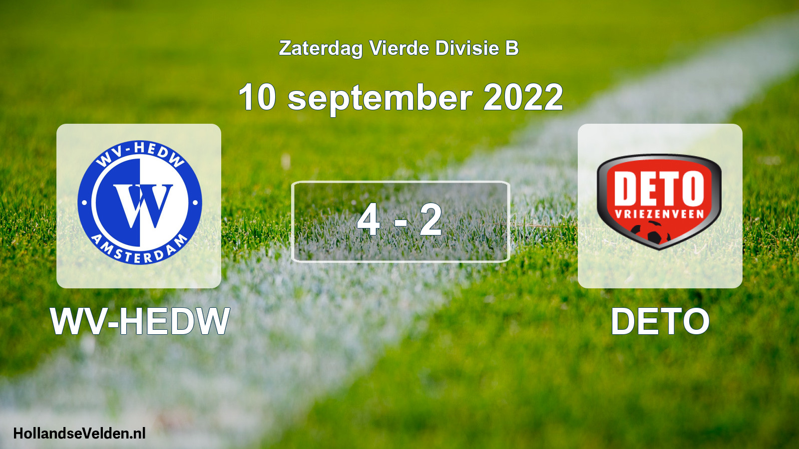 Gespeelde wedstrijd: WV-HEDW - DETO 4 - 2 (10 september 2022)