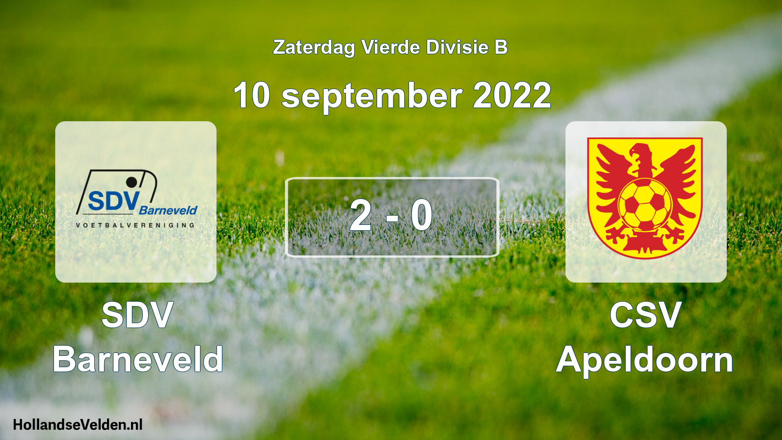 Gespeelde wedstrijd: SDV Barneveld - CSV Apeldoorn 2 - 0 (10 september 2022)