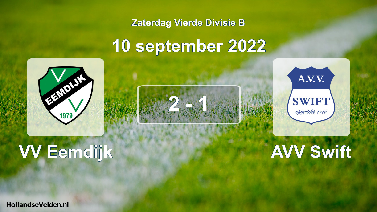 Gespeelde wedstrijd: VV Eemdijk - AVV Swift 2 - 1 (10 september 2022)
