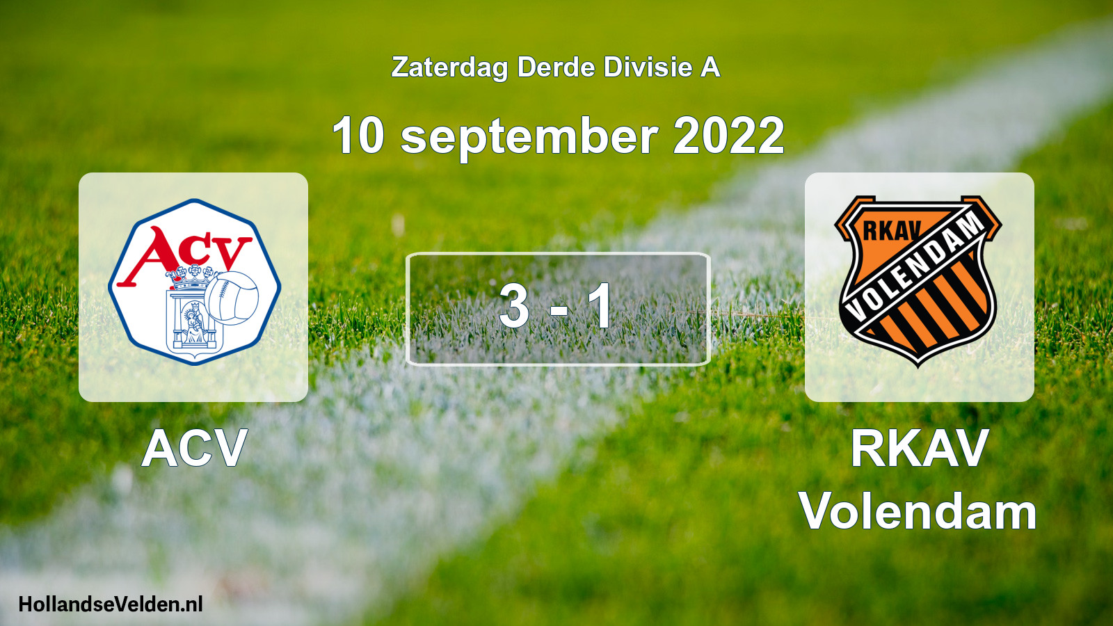 Gespeelde wedstrijd: ACV - RKAV Volendam 3 - 1 (10 september 2022)