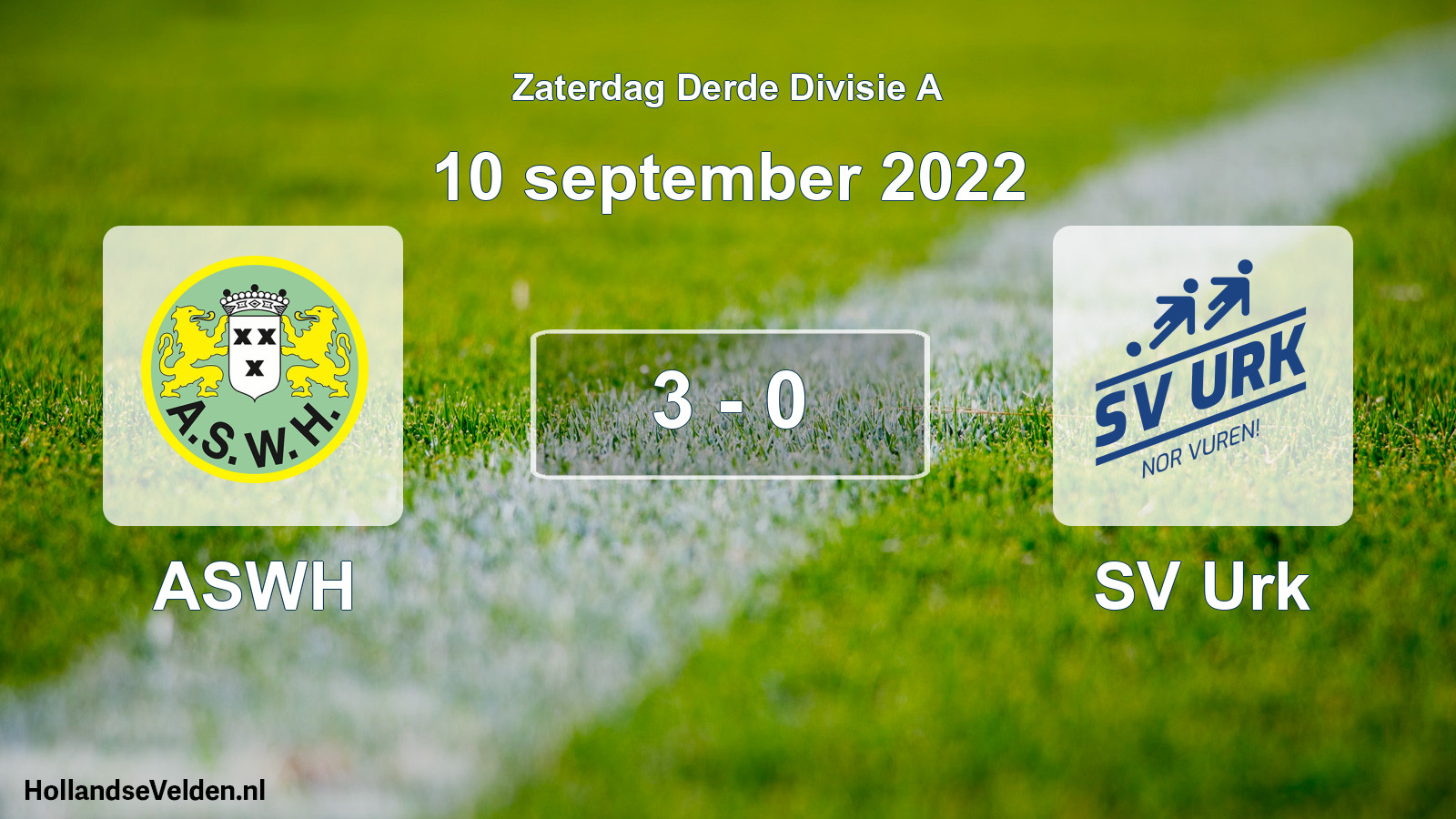 Gespeelde wedstrijd: ASWH - SV Urk 3 - 0 (10 september 2022)