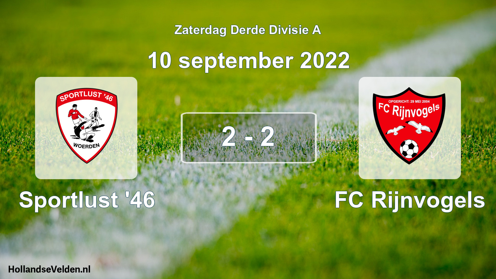 Gespeelde wedstrijd: Sportlust '46 - FC Rijnvogels 2 - 2 (10 september 2022)