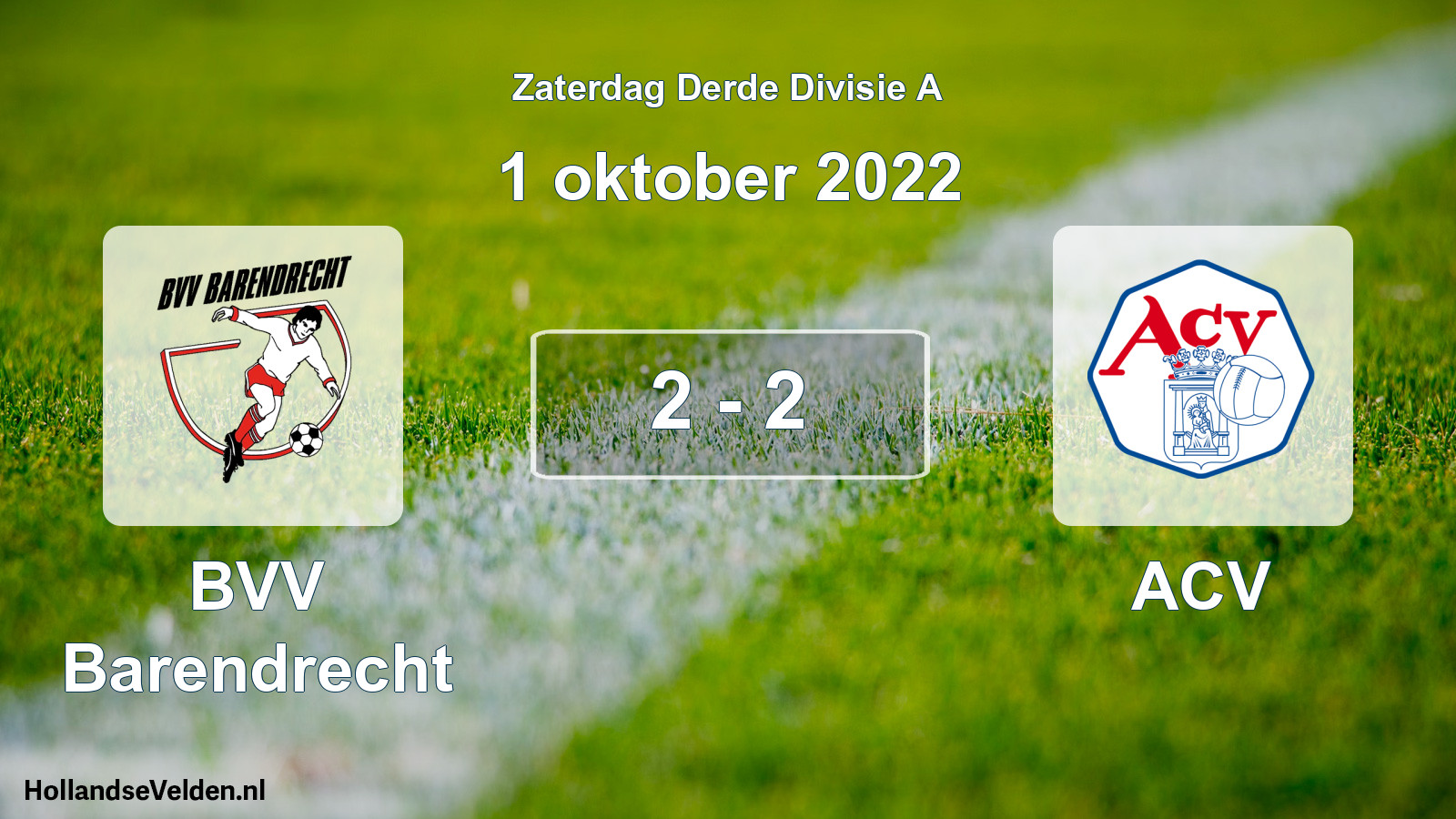 Gespeelde wedstrijd: BVV Barendrecht - ACV 2 - 2 (1 oktober 2022)