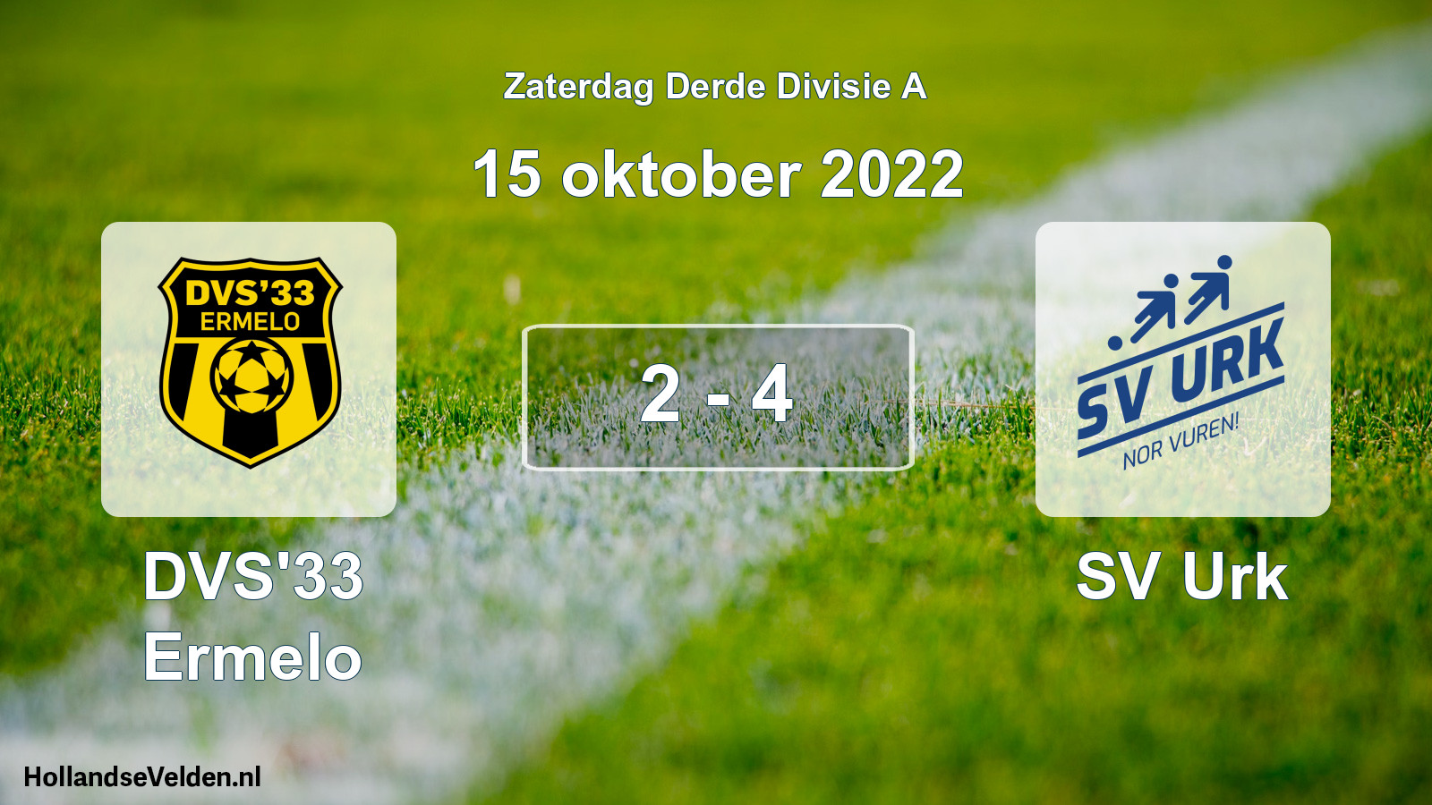 Gespeelde wedstrijd: DVS'33 Ermelo - SV Urk 2 - 4 (15 oktober 2022)