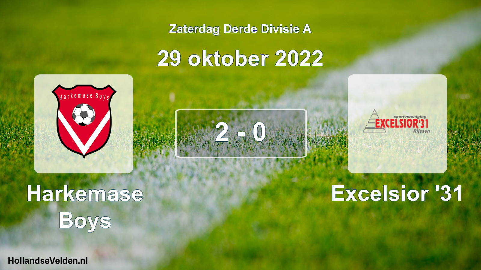 Gespeelde wedstrijd: Harkemase Boys - Excelsior '31 2 - 0 (29 oktober 2022)
