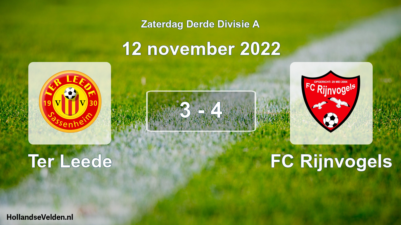 Gespeelde wedstrijd: Ter Leede - FC Rijnvogels 3 - 4 (12 november 2022)