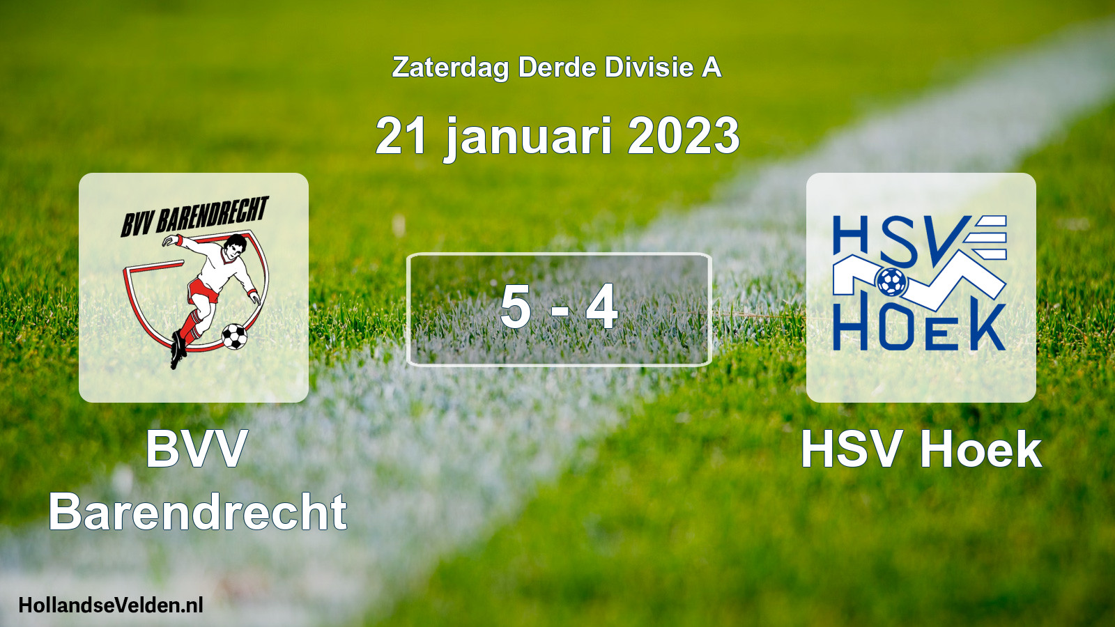 Gespeelde wedstrijd: BVV Barendrecht - HSV Hoek 5 - 4 (21 januari 2023)