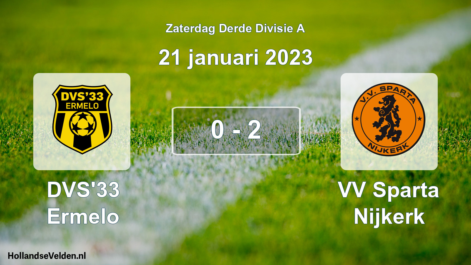 Gespeelde wedstrijd: DVS'33 Ermelo - VV Sparta Nijkerk 0 - 2 (21 januari 2023)