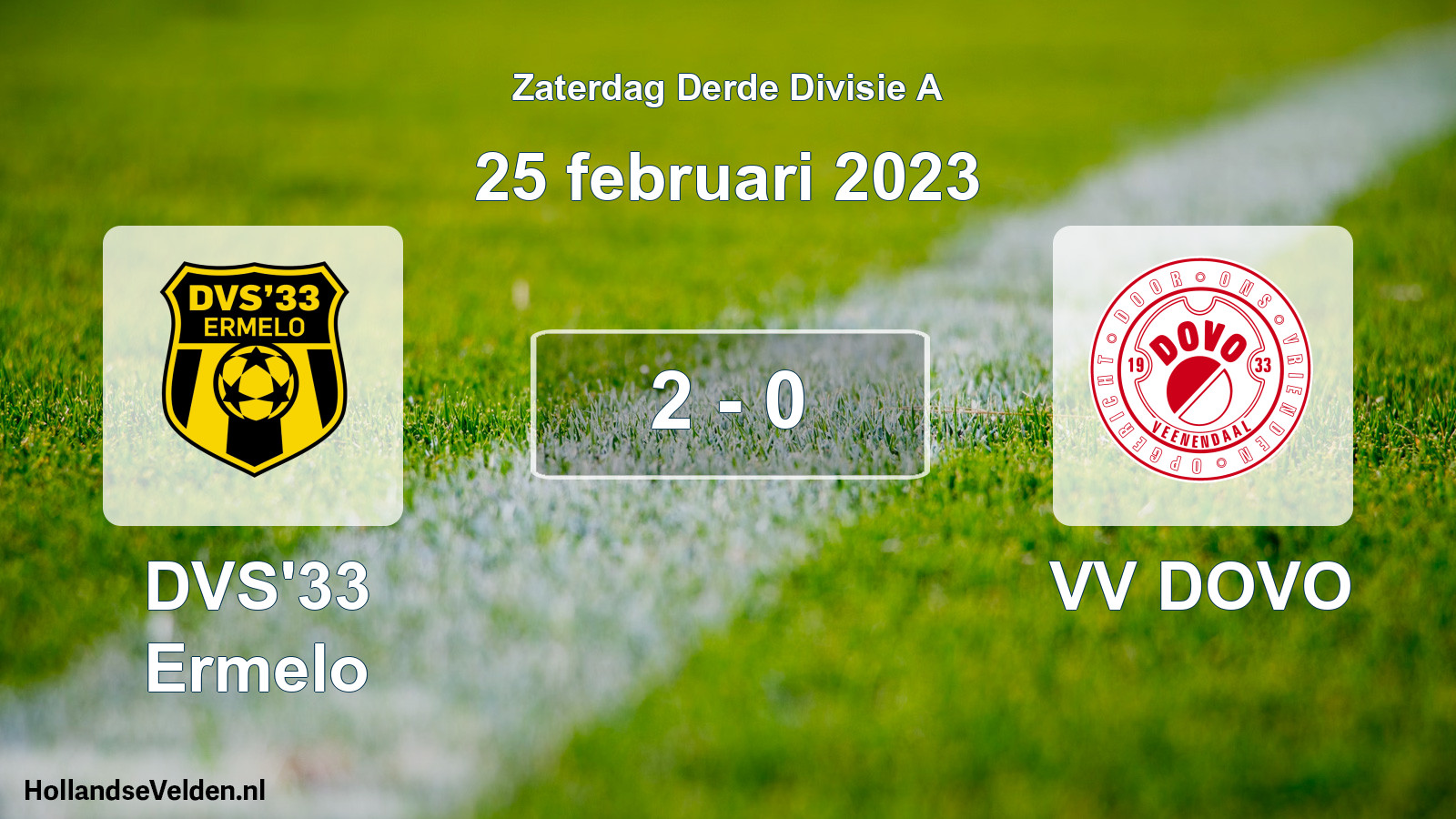 Gespeelde wedstrijd: DVS'33 Ermelo - VV DOVO 2 - 0 (25 februari 2023)