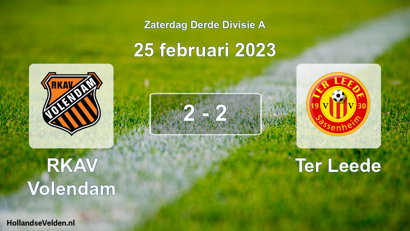 Gespeelde wedstrijd: RKAV Volendam - Ter Leede 2 - 2 (25 februari 2023)