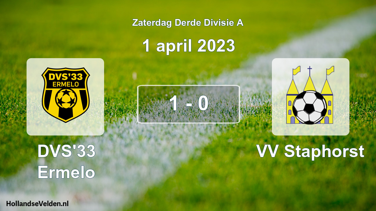 Gespeelde wedstrijd: DVS'33 Ermelo - VV Staphorst 1 - 0 (1 april 2023)
