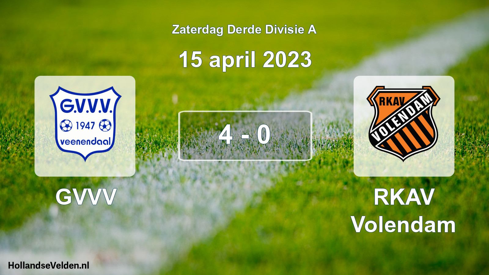 Gespeelde wedstrijd: GVVV - RKAV Volendam 4 - 0 (15 april 2023)