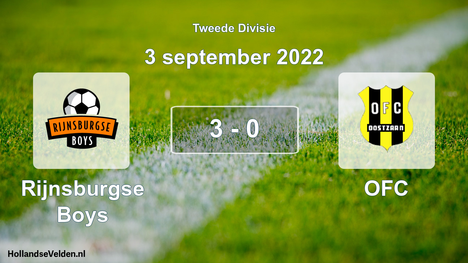 Gespeelde wedstrijd: Rijnsburgse Boys - OFC 3 - 0 (3 september 2022)