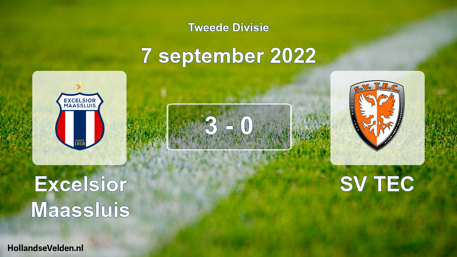 Gespeelde wedstrijd: Excelsior Maassluis - SV TEC 3 - 0 (7 september 2022)