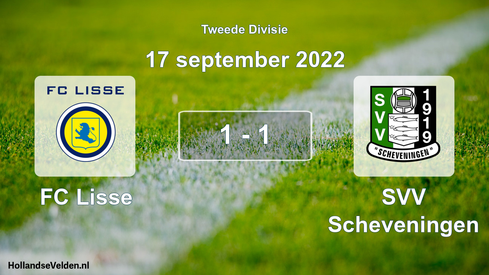 Gespeelde wedstrijd: FC Lisse - SVV Scheveningen 1 - 1 (17 september 2022)