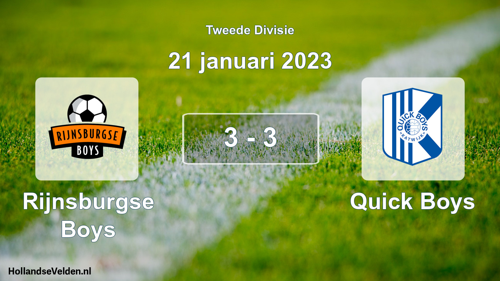 Gespeelde wedstrijd: Rijnsburgse Boys - Quick Boys 3 - 3 (21 januari 2023)