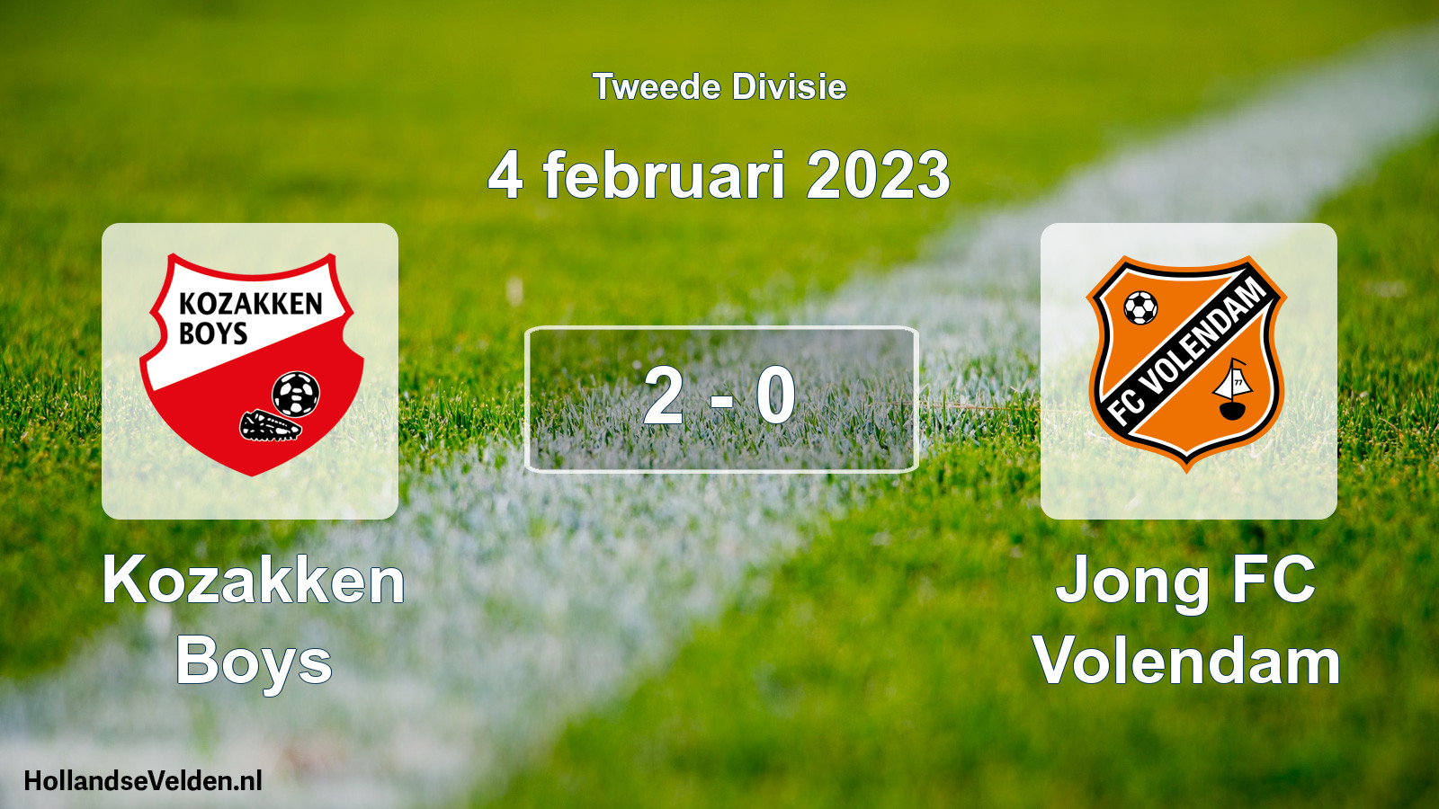 Gespeelde wedstrijd: Kozakken Boys - Jong FC Volendam 2 - 0 (4 februari 2023)