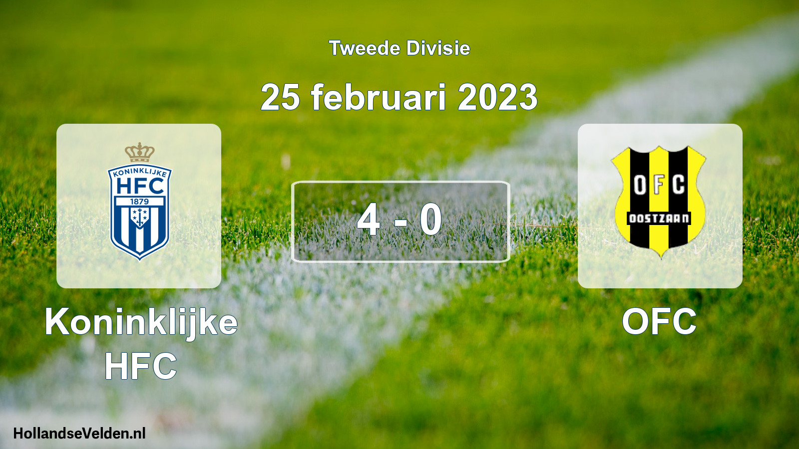 Gespeelde wedstrijd: Koninklijke HFC - OFC 4 - 0 (25 februari 2023)