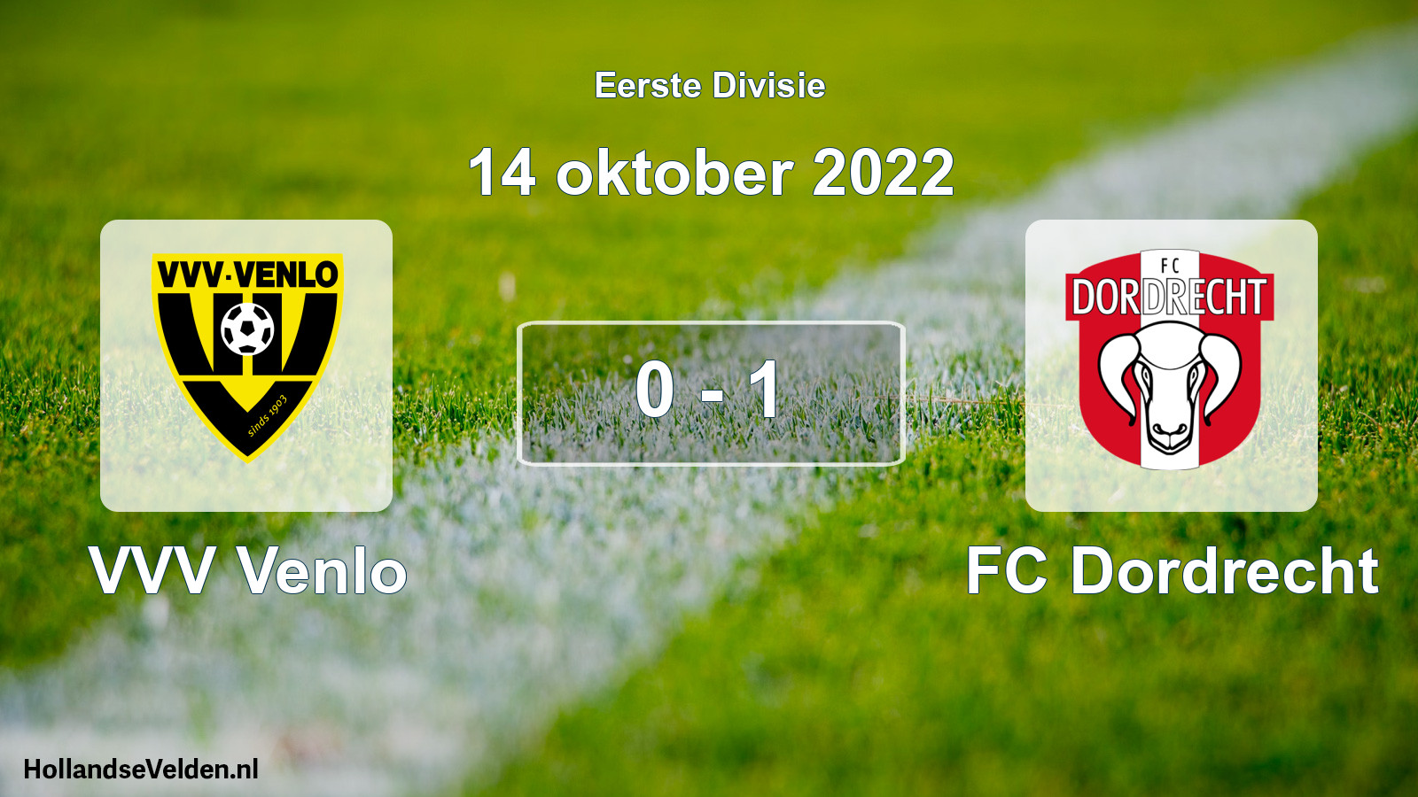 Gespeelde wedstrijd: VVV Venlo - FC Dordrecht 0 - 1 (14 oktober 2022)