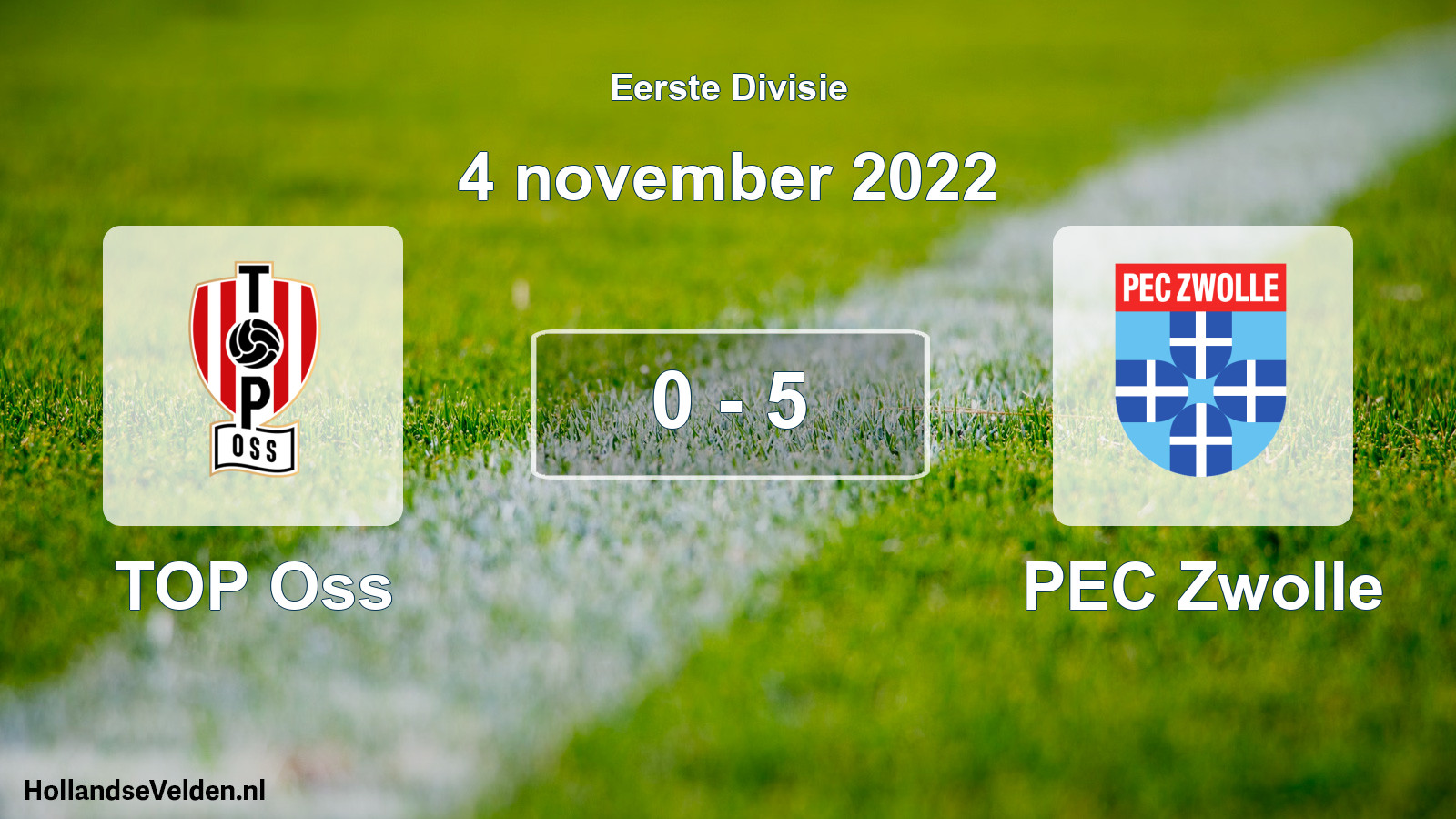 Gespeelde wedstrijd: TOP Oss - PEC Zwolle 0 - 5 (4 november 2022)