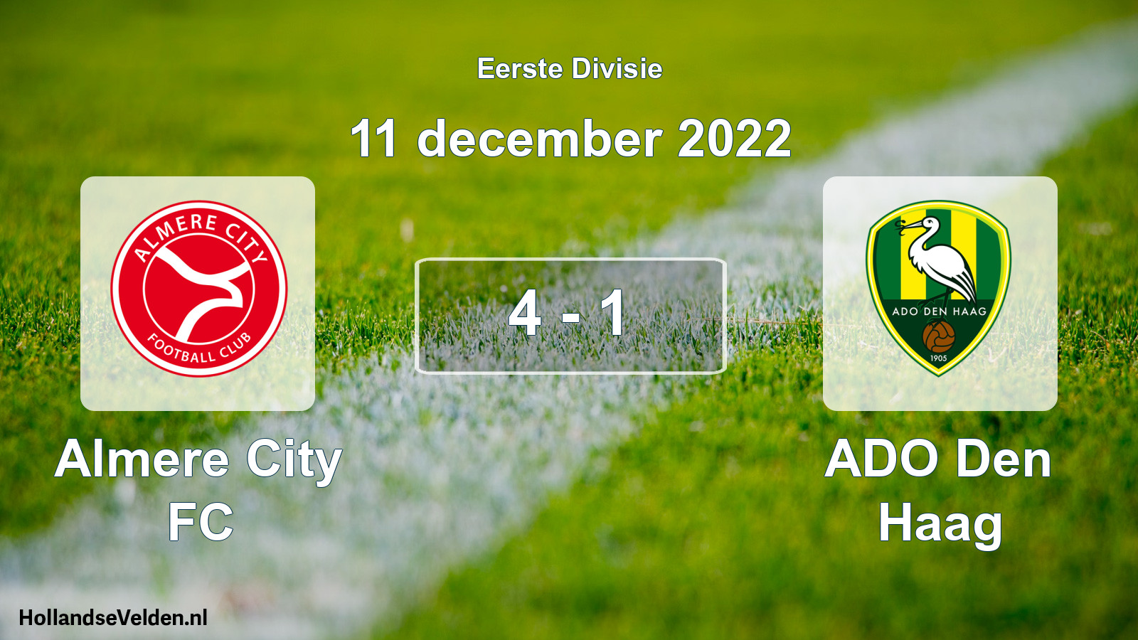 Gespeelde wedstrijd: Almere City FC - ADO Den Haag 4 - 1 (11 december 2022)